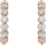 14K Gold Round Lab-Grown Diamond Accented Hoop Earrings – 2.2-3mm Stones - Rose Gold - view 2