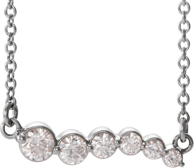 Platinum Graduated Curved Bar Necklace