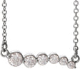 14K Gold Graduated Curved Bar Necklace - White Gold