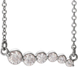 14K Gold Graduated Curved Bar Necklace - White Gold
