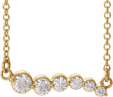 14K Gold Graduated Curved Bar Necklace - Yellow Gold
