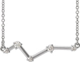 14K Gold Constellation Bar Necklace - White Gold