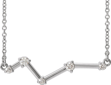 14K Gold Constellation Bar Necklace - White Gold