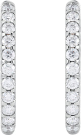 14K Gold Round Natural Diamond Inside-Outside Hoop Earrings – 2.4-2.8mm Stones - White Gold - view 3