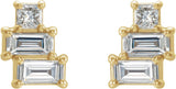 14K Gold Natural Diamond Geometric Cluster Earrings - Yellow Gold - view 2