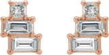 14K Gold Natural Diamond Geometric Cluster Earrings - Rose Gold - view 2