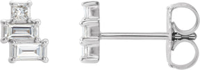 Platinum Natural Diamond Geometric Cluster Earrings