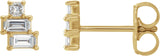 14K Gold Natural Diamond Geometric Cluster Earrings - Yellow Gold