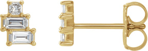 14K Gold Natural Diamond Geometric Cluster Earrings - Yellow Gold
