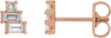 14K Gold Natural Diamond Geometric Cluster Earrings - Rose Gold