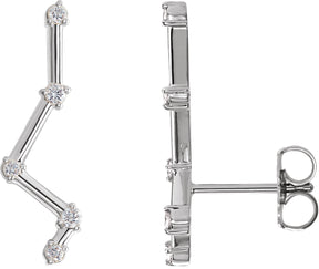 Platinum Round Natural Diamond Constellation Ear Climbers
