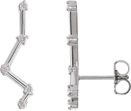 Platinum Round Natural Diamond Constellation Ear Climbers