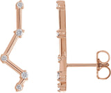 14K Gold Round Natural Diamond Constellation Ear Climbers - Rose Gold