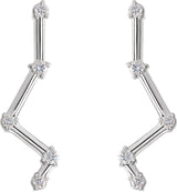 14K Gold Round Natural Diamond Constellation Ear Climbers - White Gold - view 2