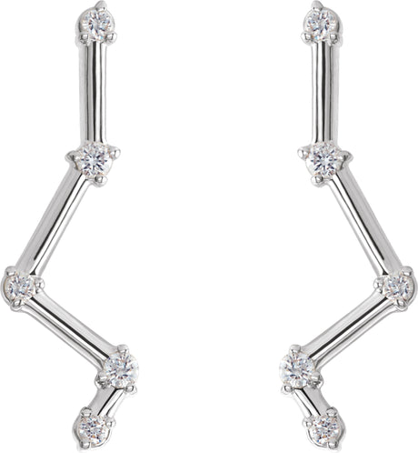 Platinum Round Natural Diamond Constellation Ear Climbers - view 2