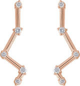 14K Gold Round Natural Diamond Constellation Ear Climbers - Rose Gold - view 2