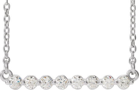 14K Gold Round Lab-Grown Diamond Accented Bar Necklace – up to 1/4 CTW - White Gold