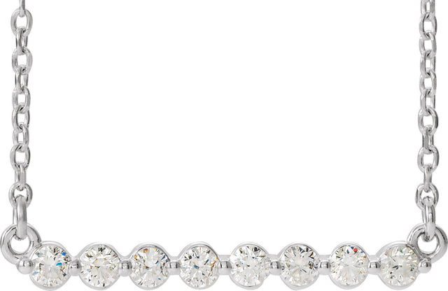 14K Gold Round Lab-Grown Diamond Accented Bar Necklace – up to 1/4 CTW - White Gold