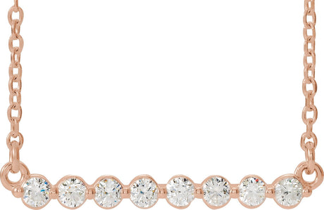 14K Gold Round Lab-Grown Diamond Accented Bar Necklace – up to 1/4 CTW - Rose Gold