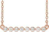 14K Gold Round Natural Diamond Accented Bar Necklace – up to 1/4 CTW - Rose Gold