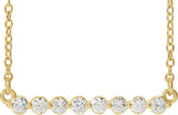 14K Gold Round Natural Diamond Accented Bar Necklace – up to 1/4 CTW - Yellow Gold