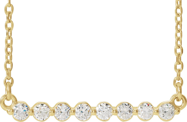 14K Gold Round Natural Diamond Accented Bar Necklace – up to 1/4 CTW - Yellow Gold