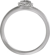 14K Gold Square Natural White Sapphire Family Stackable Ring – 2.5x2.5mm - White Gold - view 2