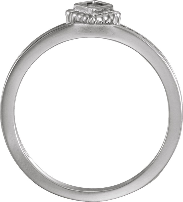 14K Gold Square Natural White Sapphire Family Stackable Ring – 2.5x2.5mm - White Gold - view 2