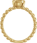 14K Gold Oval Natural Diamond Family Beaded Stackable Ring - Yellow Gold - view 2