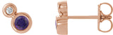 14K Gold Round Natural Amethyst Accented Bezel-Set Earrings – 3-5mm Stones - Rose Gold