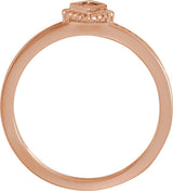 14K Gold Square Natural White Sapphire Family Stackable Ring – 2.5x2.5mm - Rose Gold - view 2