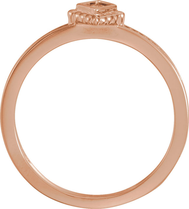14K Gold Square Natural White Sapphire Family Stackable Ring – 2.5x2.5mm - Rose Gold - view 2