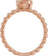 14K Gold Oval Natural Diamond Family Beaded Stackable Ring - Rose Gold - view 2
