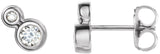 14K Gold Round Natural Diamond Accented Bezel-Set Earrings – 3-5mm Stones - White Gold