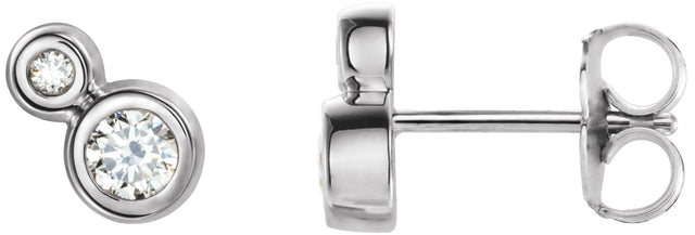 14K Gold Round Natural Diamond Accented Bezel-Set Earrings – 3-5mm Stones - White Gold