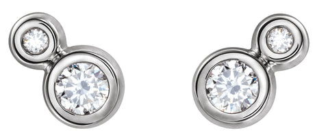 Platinum Round Natural Diamond Accented Bezel-Set Earrings – 3-5mm Stones - view 2