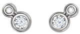 Platinum Round Natural White Sapphire Accented Bezel-Set Earrings – 3-5mm Stones - view 2