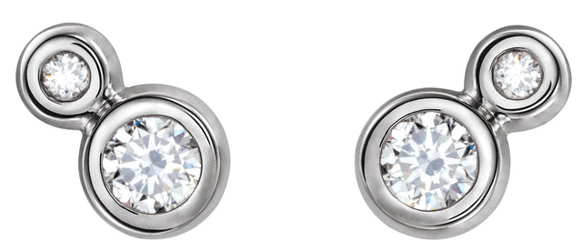 Platinum Round Natural White Sapphire Accented Bezel-Set Earrings – 3-5mm Stones - view 2