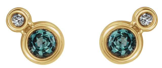 14K Gold Round Lab-Grown Alexandrite Accented Bezel-Set Earrings – 3-5mm Stones - Yellow Gold - view 2