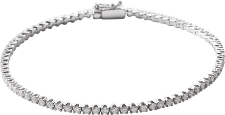 14K Gold Round Natural Diamond Line Bracelet – 1.9-2.9mm Stones - White Gold