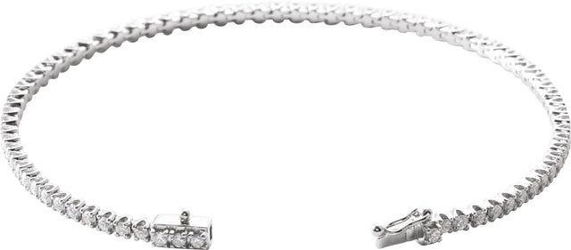 14K Gold Round Natural Diamond Line Bracelet – 1.9-2.9mm Stones - White Gold - view 2