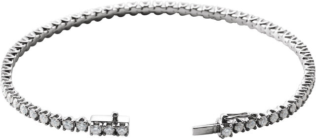 14K Gold Round Natural Diamond Line Bracelet – 1.9-2.9mm Stones - White Gold - view 2