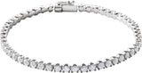 14K Gold Round Natural Diamond Line Bracelet – 1.9-2.9mm Stones - White Gold