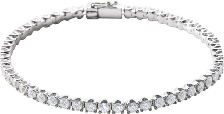 14K Gold Round Natural Diamond Line Bracelet – 1.9-2.9mm Stones - White Gold