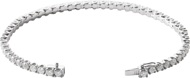 14K Gold Round Natural Diamond Line Bracelet – 1.9-2.9mm Stones - White Gold - view 2