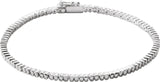 14K Gold Round Natural Diamond Bezel-Set Line Bracelet – 1.35-2.2mm Stones - White Gold
