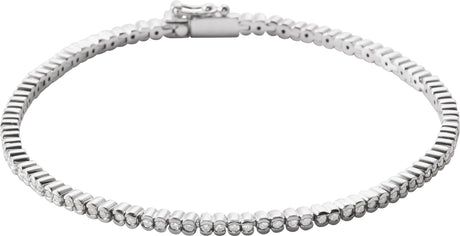14K Gold Round Natural Diamond Bezel-Set Line Bracelet – 1.35-2.2mm Stones - White Gold