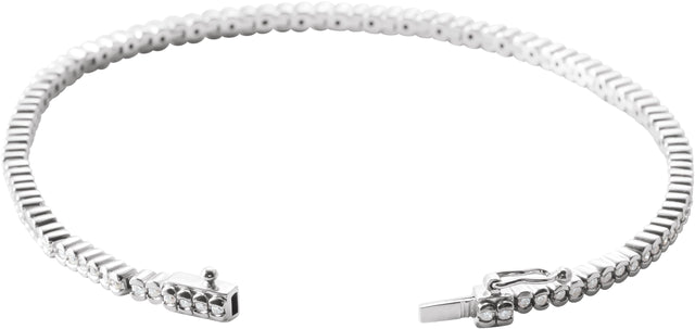 14K Gold Round Natural Diamond Bezel-Set Line Bracelet – 1.35-2.2mm Stones - White Gold - view 2