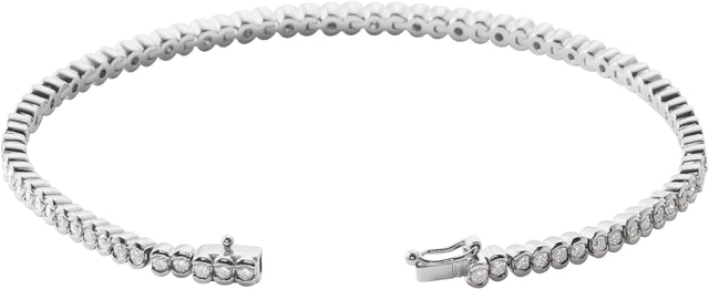 14K Gold Round Natural Diamond Bezel-Set Line Bracelet – 1.35-2.2mm Stones - White Gold - view 2