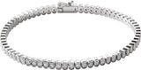 14K Gold Round Natural Diamond Bezel-Set Line Bracelet – 1.35-2.2mm Stones - White Gold